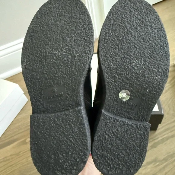 Gucci Kids Black Leather Boots with Green and Red Stripes - Picture 5 of 6